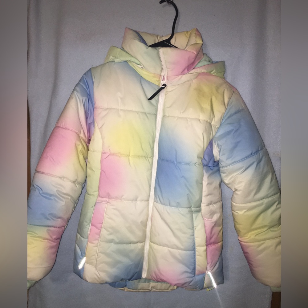 All In Motion Girls L 10/12 Rainbow insulated coat with zipper pockets